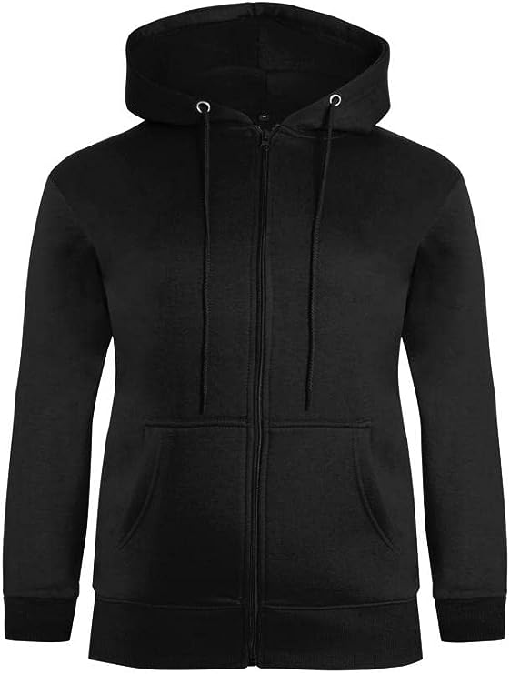 Women's Plus Size Plain Zipper Hooded Sweatshirt Top UK Size 16 to 28
