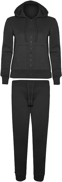 Boys Girls Unisex Plain Zipper Tracksuit Hooded Top with Jogging Bottom Age 7 to 13 Years