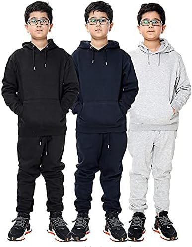 Unisex Girls & Boys Plain Pullover Hooded & Bottom Full Tracksuit UK Age 7/8 9/10 11/12 13 Years