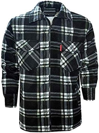 Men's Padded Lumberjack Sherpa Fur Lined Jacket Shirt UK S to 5XL