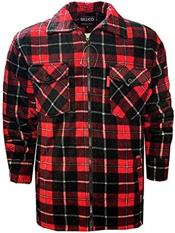 Men's Padded Lumberjack Sherpa Fur Lined Jacket Shirt UK S to 5XL