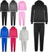 Boys Girls Unisex Plain Zipper Tracksuit Hooded Top with Jogging Bottom Age 7 to 13 Years
