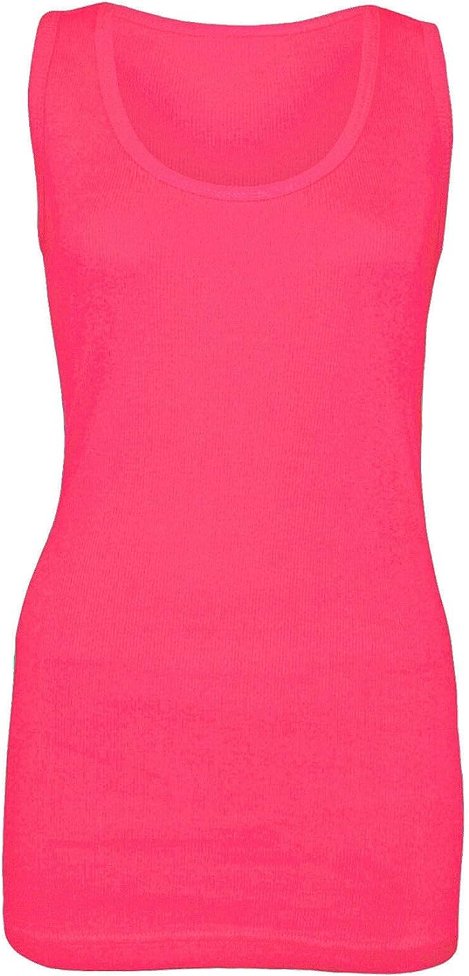 Women's Ladies Plus Size Plain Rib Vest Top UK Size 14 to 28