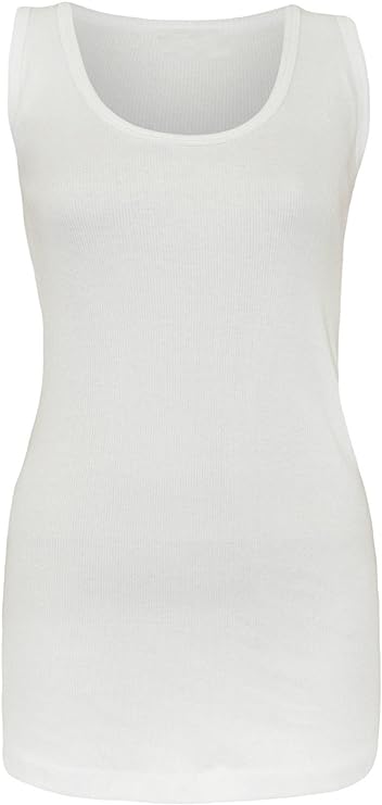 Women's Ladies Plus Size Plain Rib Vest Top UK Size 14 to 28