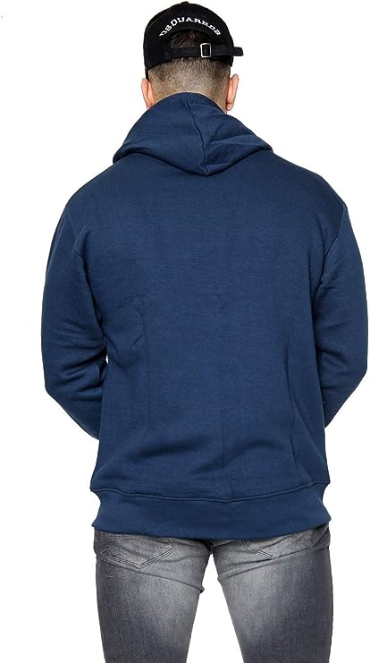Mens Fleece Hooded Zip Plain Sweatshirt Top Sizes S to 5XL