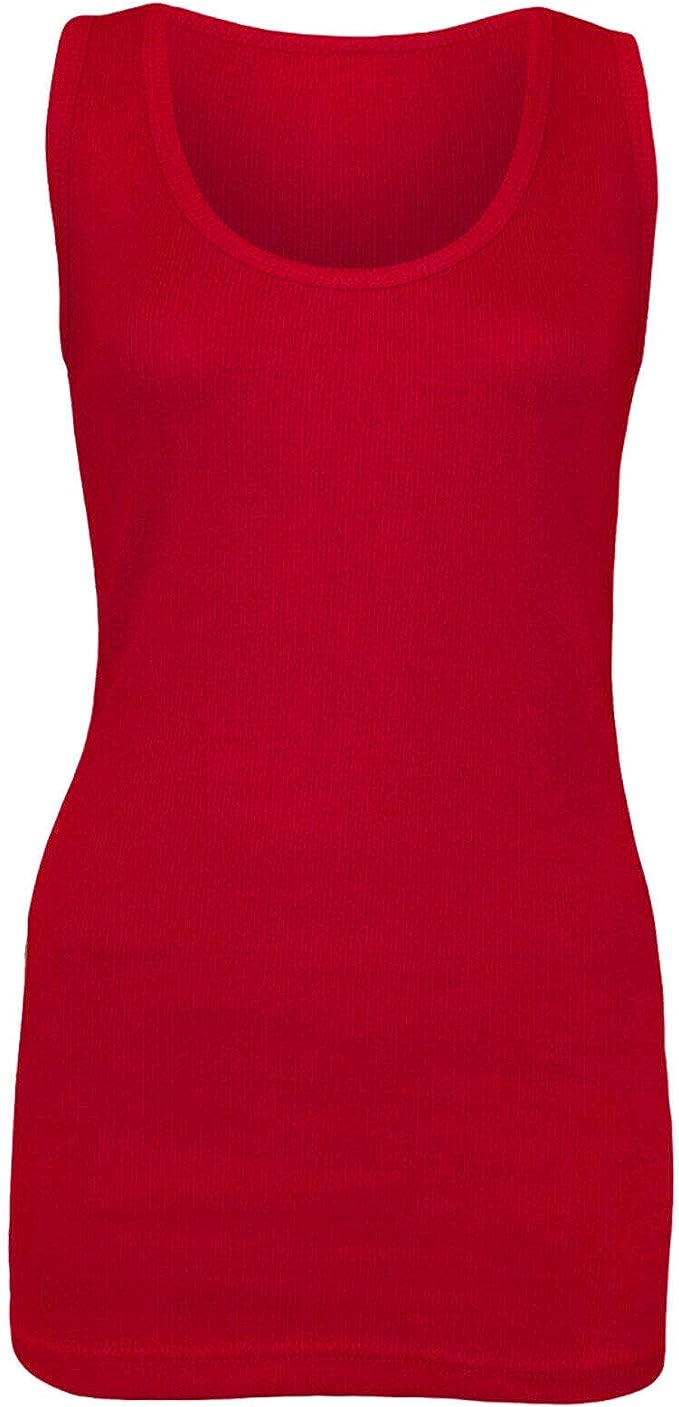 Women's Ladies Plus Size Plain Rib Vest Top UK Size 14 to 28