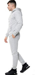 MEN'S FLEECE HOODED TOP & BOTTOM GYM JOGGER PLAIN TRACKSUIT FULL SET S to XL