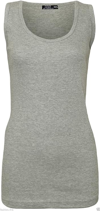 Women's Ladies Plus Size Plain Rib Vest Top UK Size 14 to 28