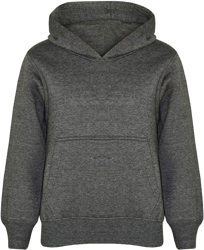 Unisex Girls Boys Hooded Sweat Shirt Tops Plain Hooded Jumpers UK Size 5 to 13 Years