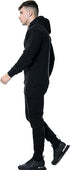 MEN'S FLEECE HOODED TOP & BOTTOM GYM JOGGER PLAIN TRACKSUIT FULL SET S to XL
