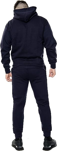 MEN'S FLEECE HOODED TOP & BOTTOM GYM JOGGER PLAIN TRACKSUIT FULL SET S to XL