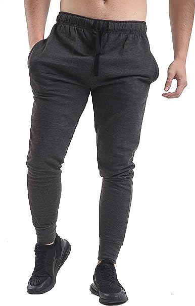 Men's Slim Fits Jogging Bottom Sweatpants Fleece Ribbed Cuffed Ankle Size S-XXL