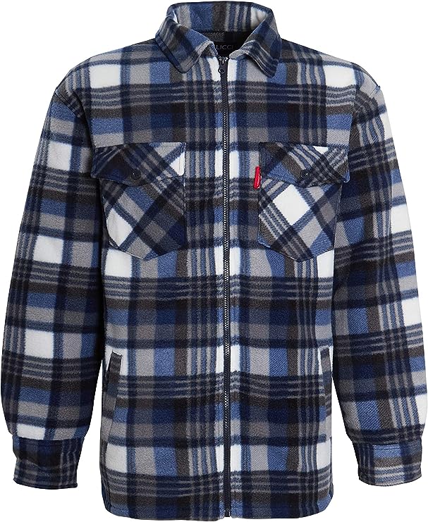 Men's Padded Lumberjack Sherpa Fur Lined Jacket Shirt UK S to 5XL