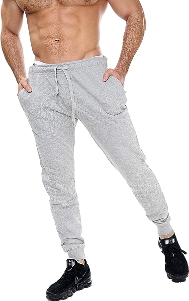 Men's Slim Fits Jogging Bottom Sweatpants Fleece Ribbed Cuffed Ankle Size S-XXL