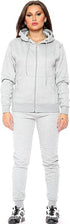 Women's Plain Tracksuit Hood Zip Top & Jogging Bottom