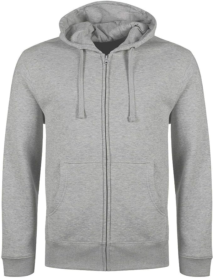 Mens Fleece Hooded Zip Plain Sweatshirt Top Sizes S to 5XL