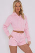 Girls Crop Zip Hooded Outfit Short Set Long sleeve Top 2pcs Short Set