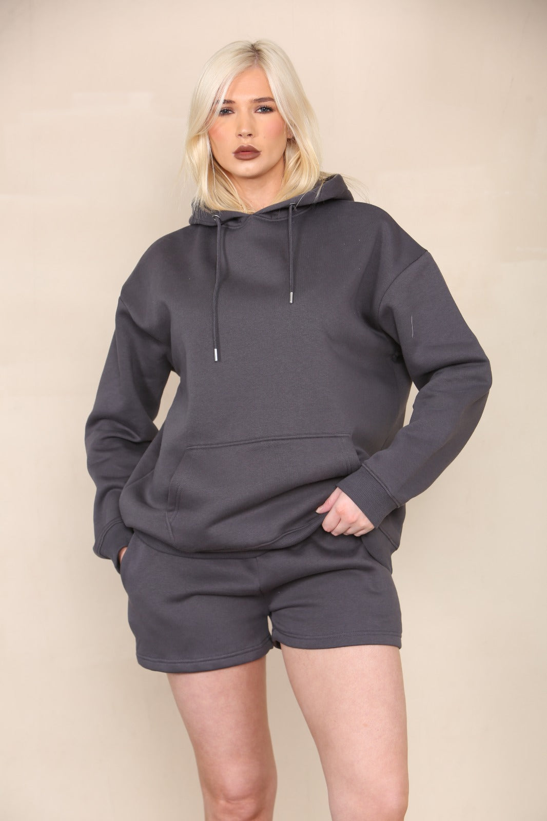 Women 2 Piece Pullover Sweatshirt Hoodies with Short Full outfit set