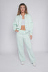 Ladies Lounge Wear Bomber Zip Up Sweatshirt Top & Wide Leg Jogger 2 Pcs Set Tracksuit