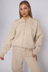 Ladies Lounge Wear Bomber Zip Up Sweatshirt Top & Wide Leg Jogger 2 Pcs Set Tracksuit