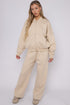 Ladies Lounge Wear Bomber Zip Up Sweatshirt Top & Wide Leg Jogger 2 Pcs Set Tracksuit