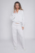Ladies Lounge Wear Bomber Zip Up Sweatshirt Top & Wide Leg Jogger 2 Pcs Set Tracksuit