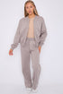 Ladies Lounge Wear Bomber Zip Up Sweatshirt Top & Wide Leg Jogger 2 Pcs Set Tracksuit