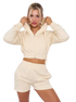 Girls Crop Zip Hooded Outfit Short Set Long sleeve Top 2pcs Short Set