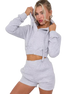 Girls Crop Zip Hooded Outfit Short Set Long sleeve Top 2pcs Short Set