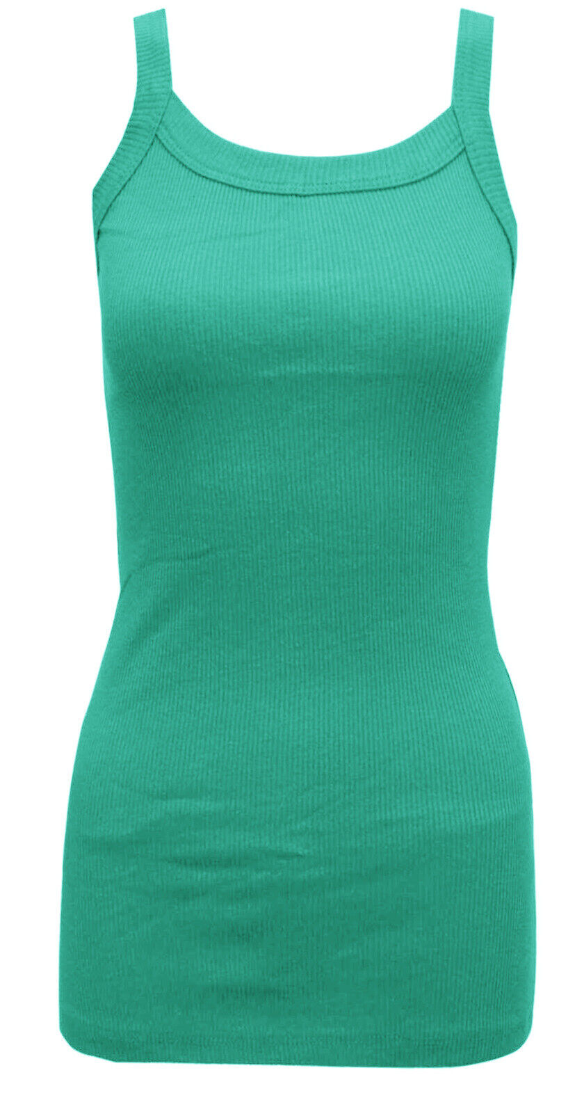 Ladies Strappy Rib Vest Plain Stretchy Ribbed Vest Top