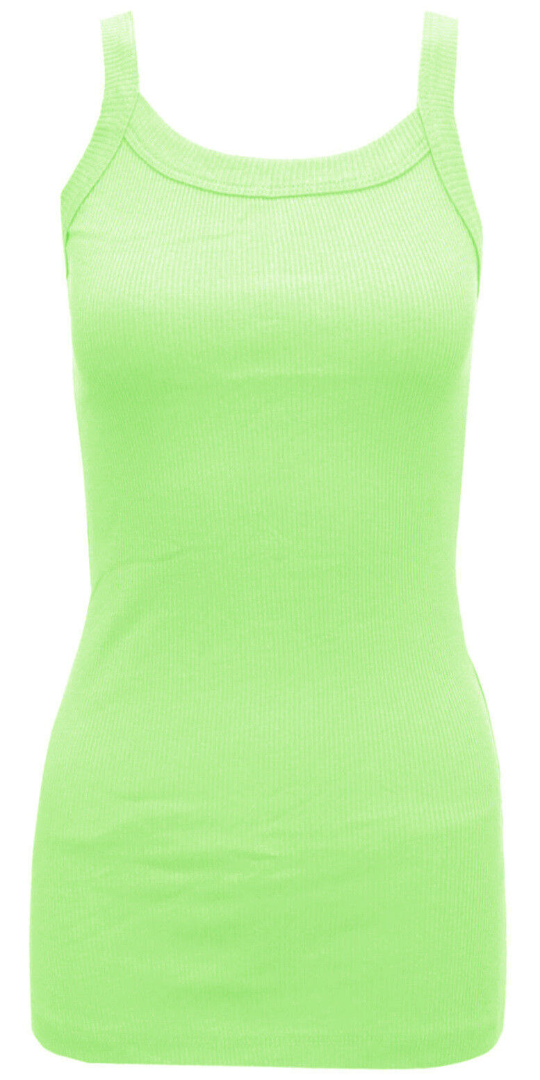 Ladies Strappy Rib Vest Plain Stretchy Ribbed Vest Top