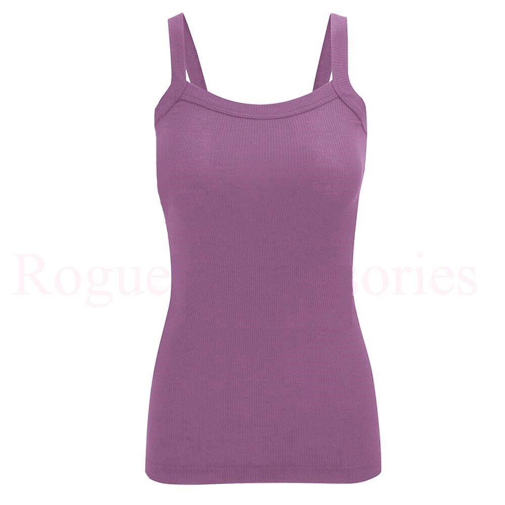 Ladies Strappy Rib Vest Plain Stretchy Ribbed Vest Top