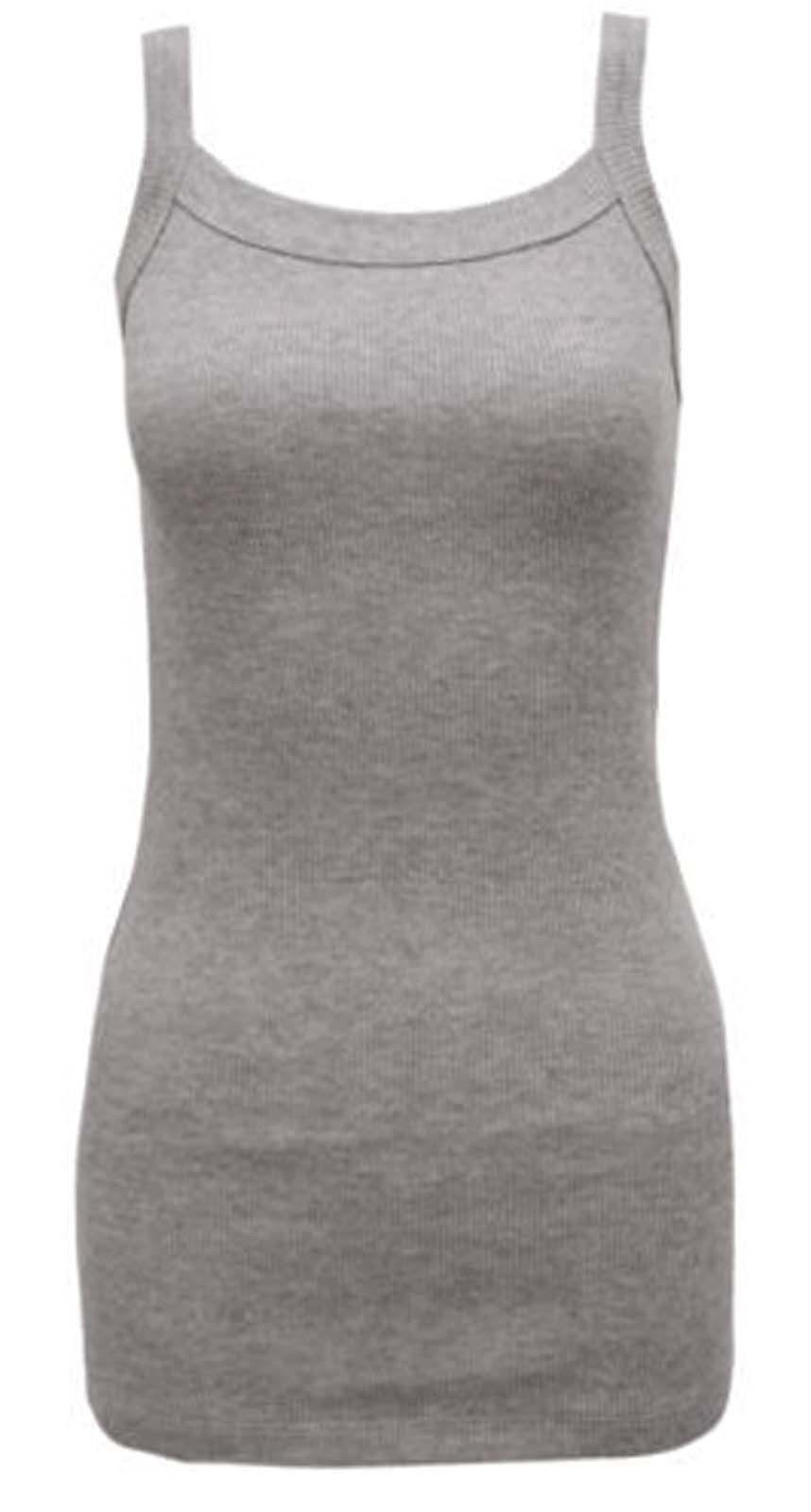 Ladies Strappy Rib Vest Plain Stretchy Ribbed Vest Top