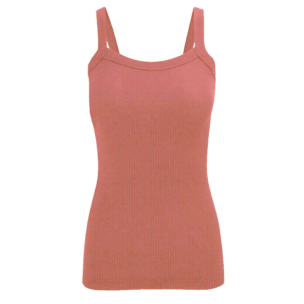 Ladies Strappy Rib Vest Plain Stretchy Ribbed Vest Top